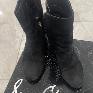 Sam Edelman Black Suede Heeled Boots